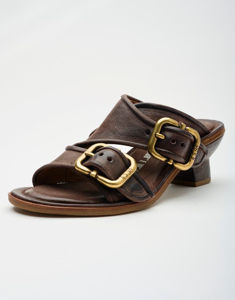 נעלי נשים - A.S. 98 - כפכפים עם עקב BREAK - חום כהה1