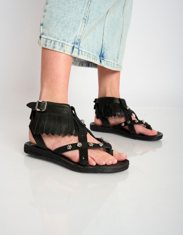 נעלי נשים - A.S. 98 - סנדלים RAMOS פרנזים - שחור3