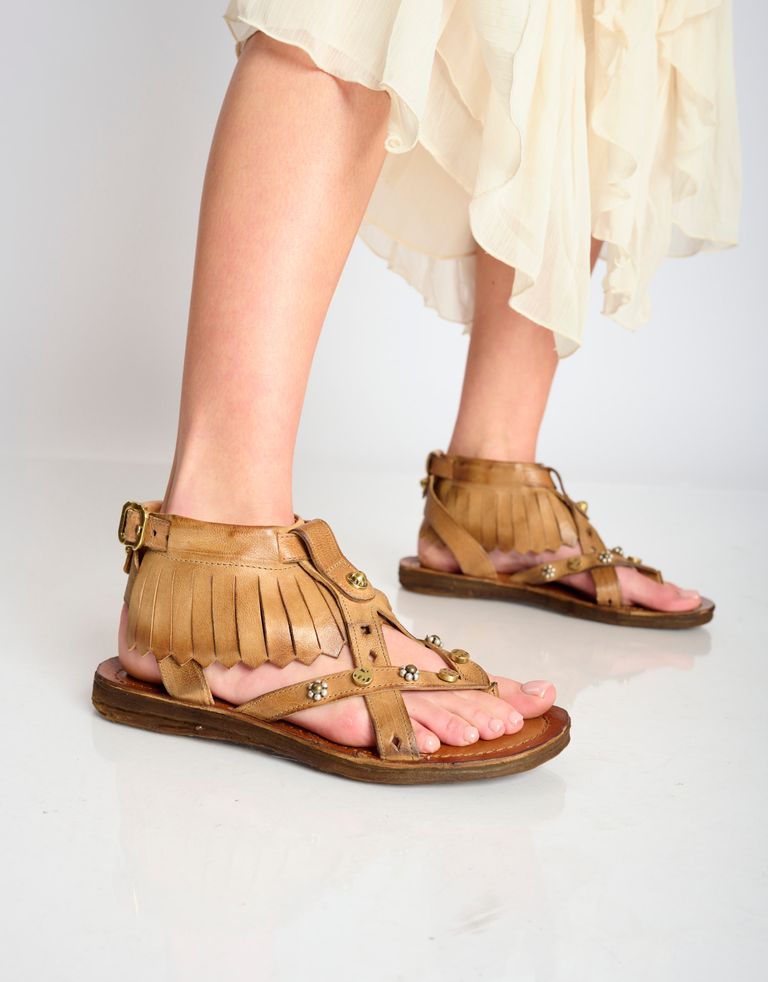 נעלי נשים - A.S. 98 - סנדלים RAMOS פרנזים - חום בהיר3