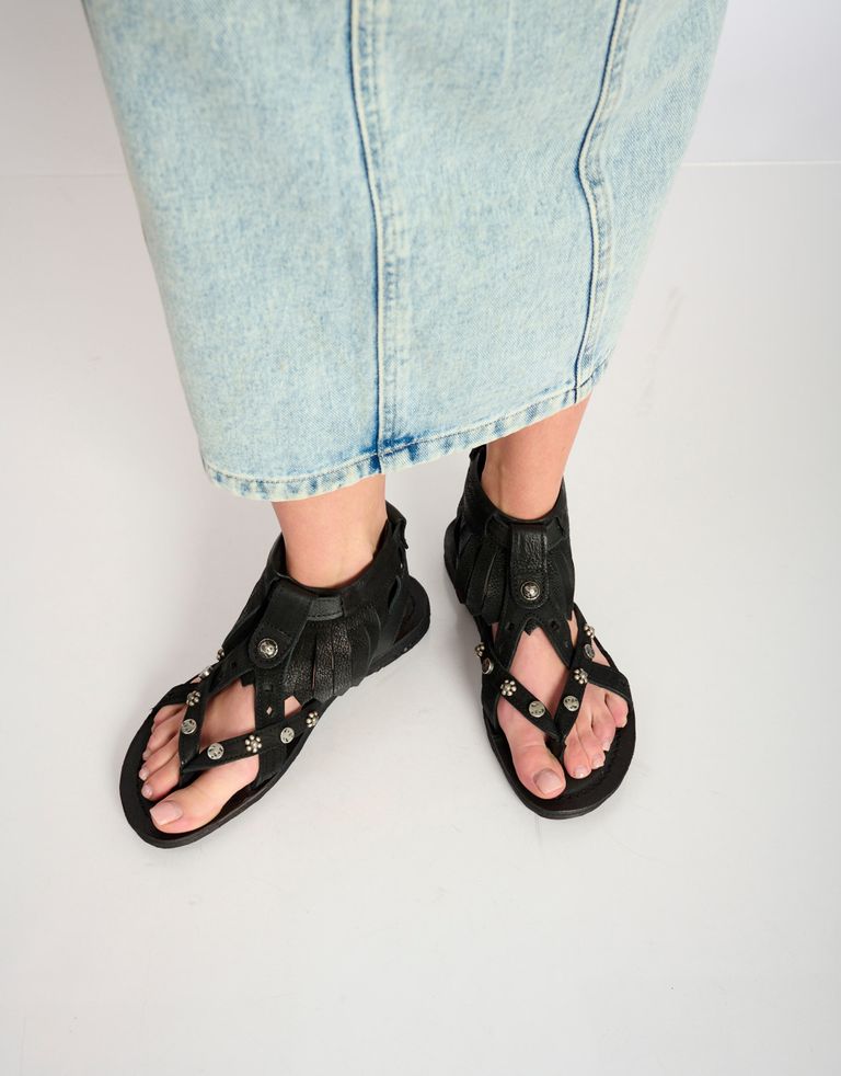 נעלי נשים - A.S. 98 - סנדלים RAMOS פרנזים - שחור4