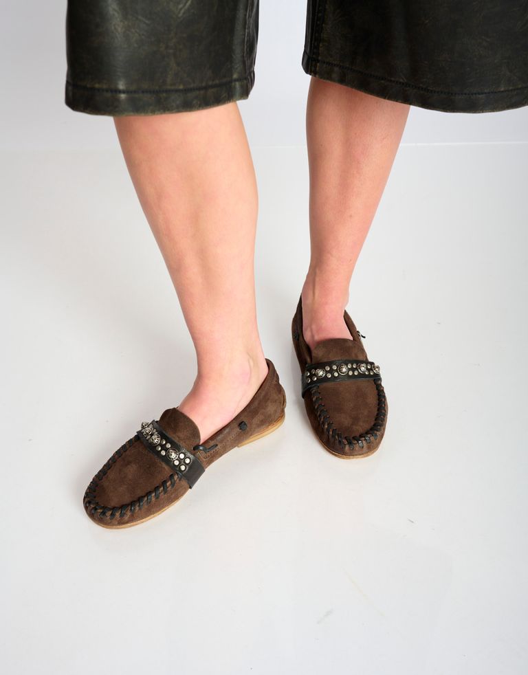 נעלי נשים - A.S. 98 - מוקסנים עם ניטים DOWE - חום כהה1