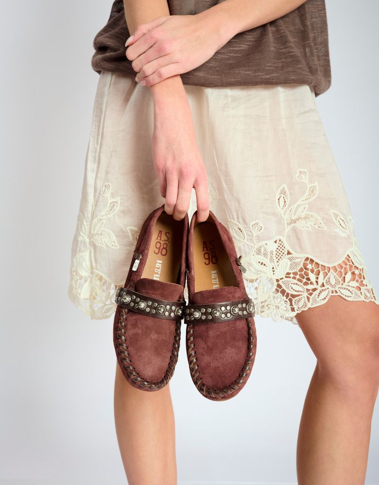 נעלי נשים - A.S. 98 - מוקסנים עם ניטים DOWE - בורדו1
