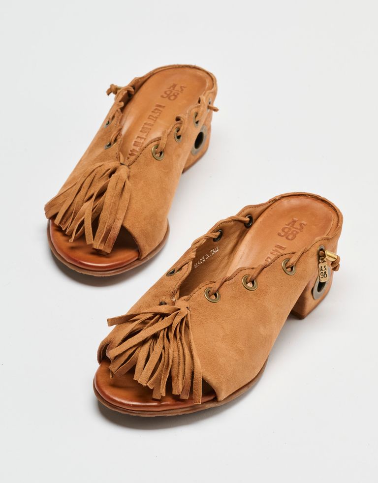 נעלי נשים - A.S. 98 - כפכפים עם עקב FORO - חום בהיר2