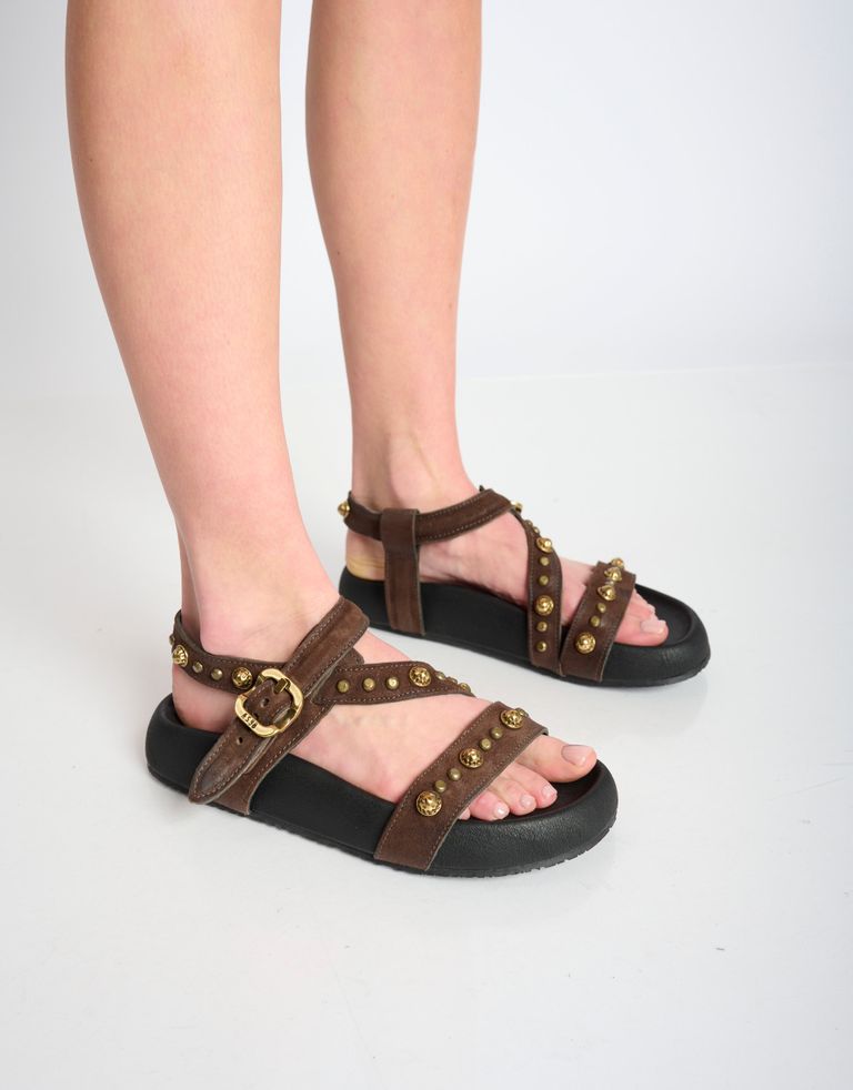 נעלי נשים - A.S. 98 - סנדלי רצועות וניטים VANCE - חום כהה2