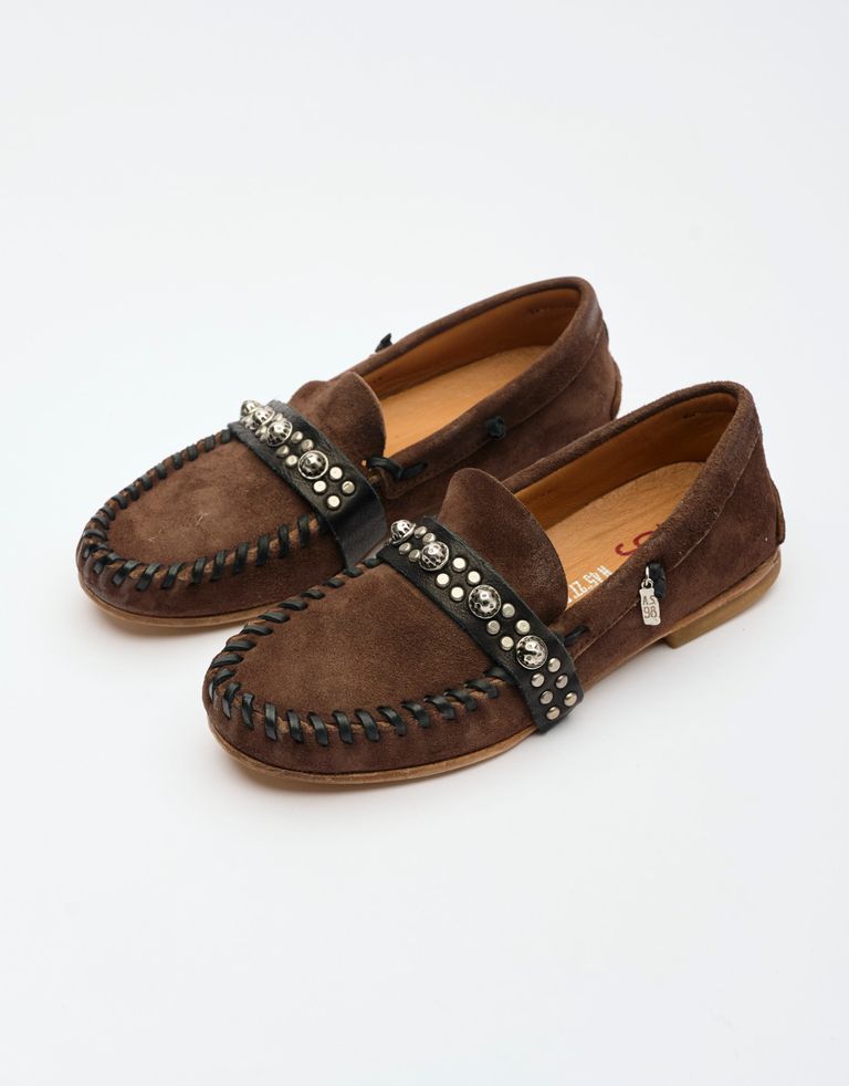 נעלי נשים - A.S. 98 - מוקסנים עם ניטים DOWE - חום כהה2