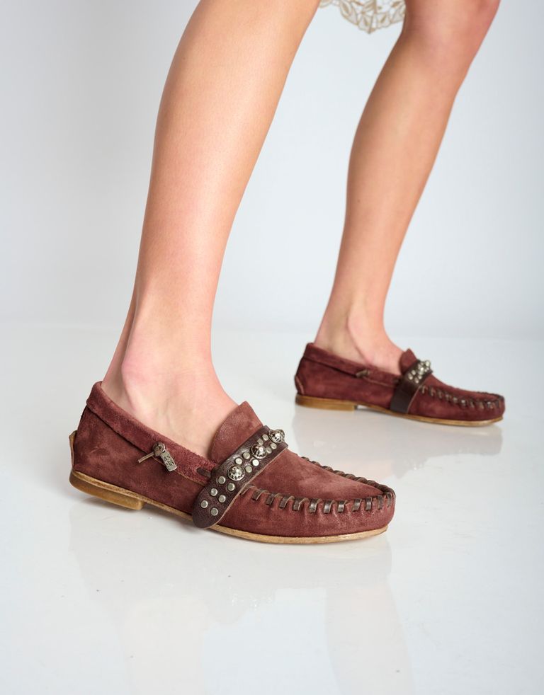 נעלי נשים - A.S. 98 - מוקסנים עם ניטים DOWE - בורדו3