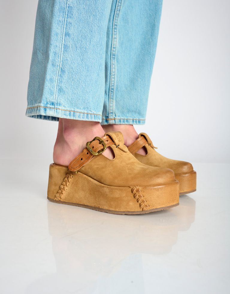 נעלי נשים - A.S. 98 - כפכפים עם אבזם MANOLA - חום בהיר3