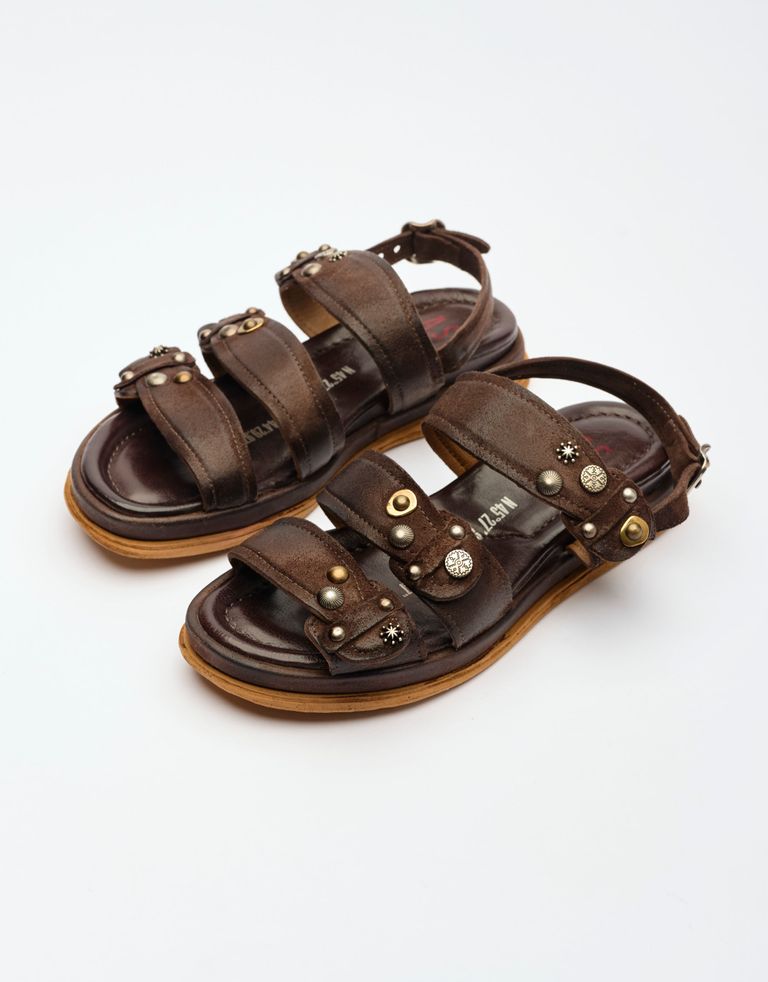 נעלי נשים - A.S. 98 - סנדלי רצועות וניטים SPOON - חום כהה2