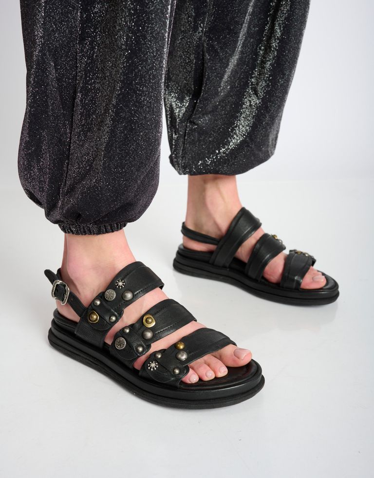 נעלי נשים - A.S. 98 - סנדלי רצועות וניטים SPOON - שחור3
