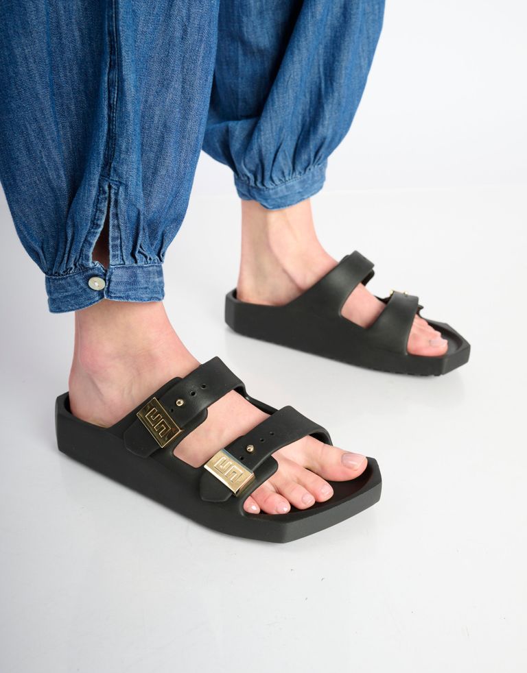 נעלי נשים - United Nude - כפכפים שטוחים MOSES - שחור   זהב4