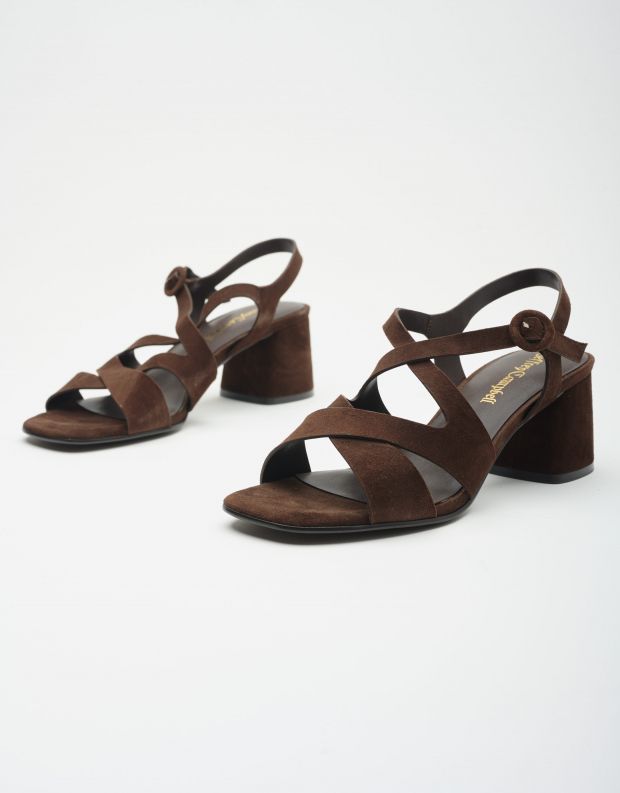 נעלי נשים - Jeffrey Campbell - סנדלי עקב RAYET - חום