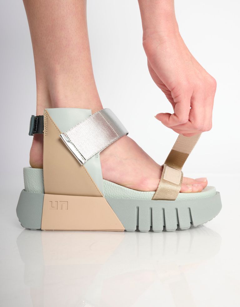 נעלי נשים - United Nude - סנדלי פלטפורמה DELTA RUN - אפור   בז'1