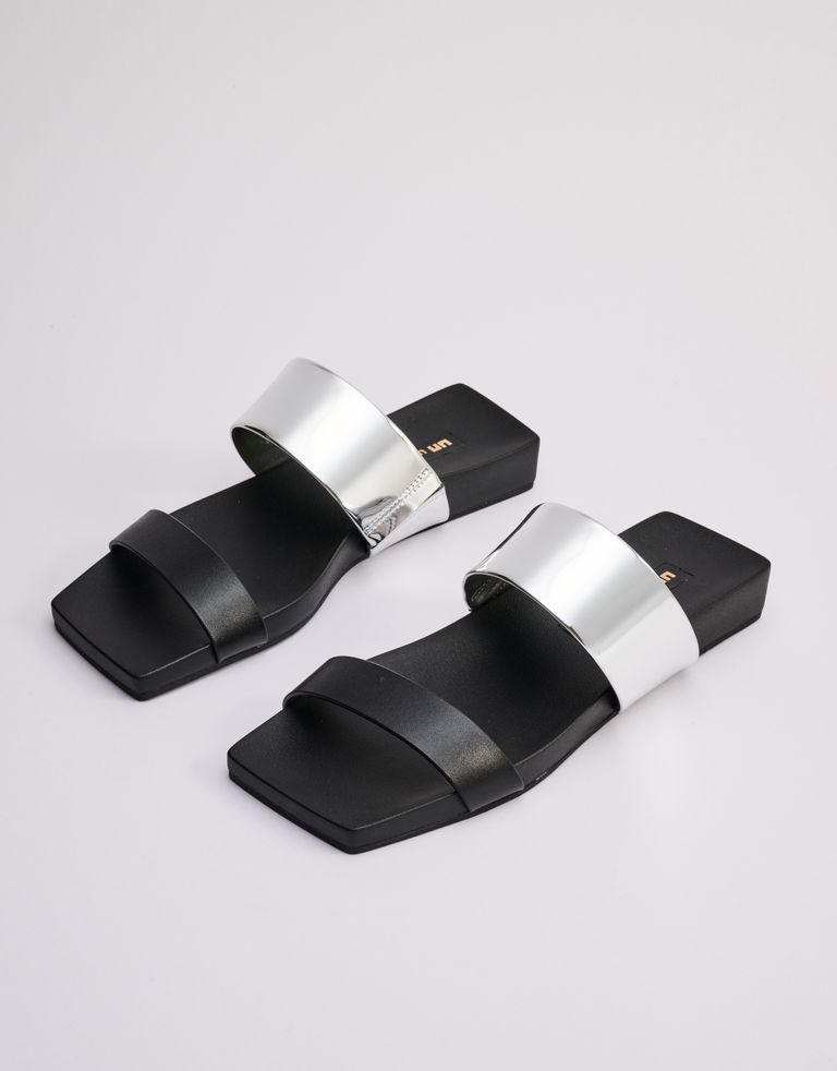 נעלי נשים - United Nude - כפכפים שטוחים LOOP LO - שחור   כסף3