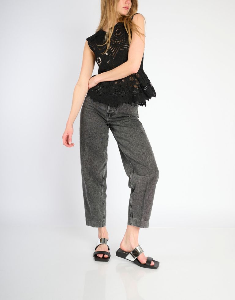 נעלי נשים - United Nude - כפכפים שטוחים LOOP LO - שחור   כסף4