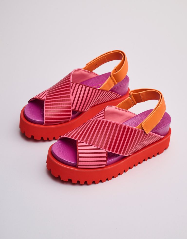 נעלי נשים - United Nude - סנדלי X פלטפורמה RICO - אדום   ורוד4