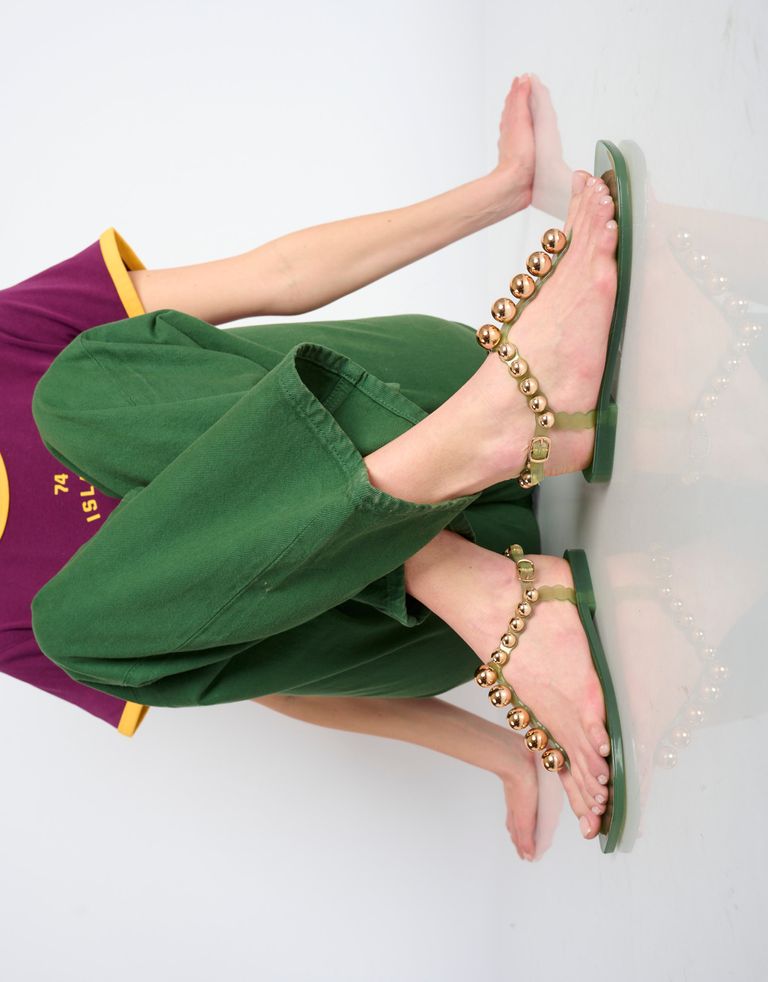 נעלי נשים - Jeffrey Campbell - סנדלי גומי PLATED - מנטה1