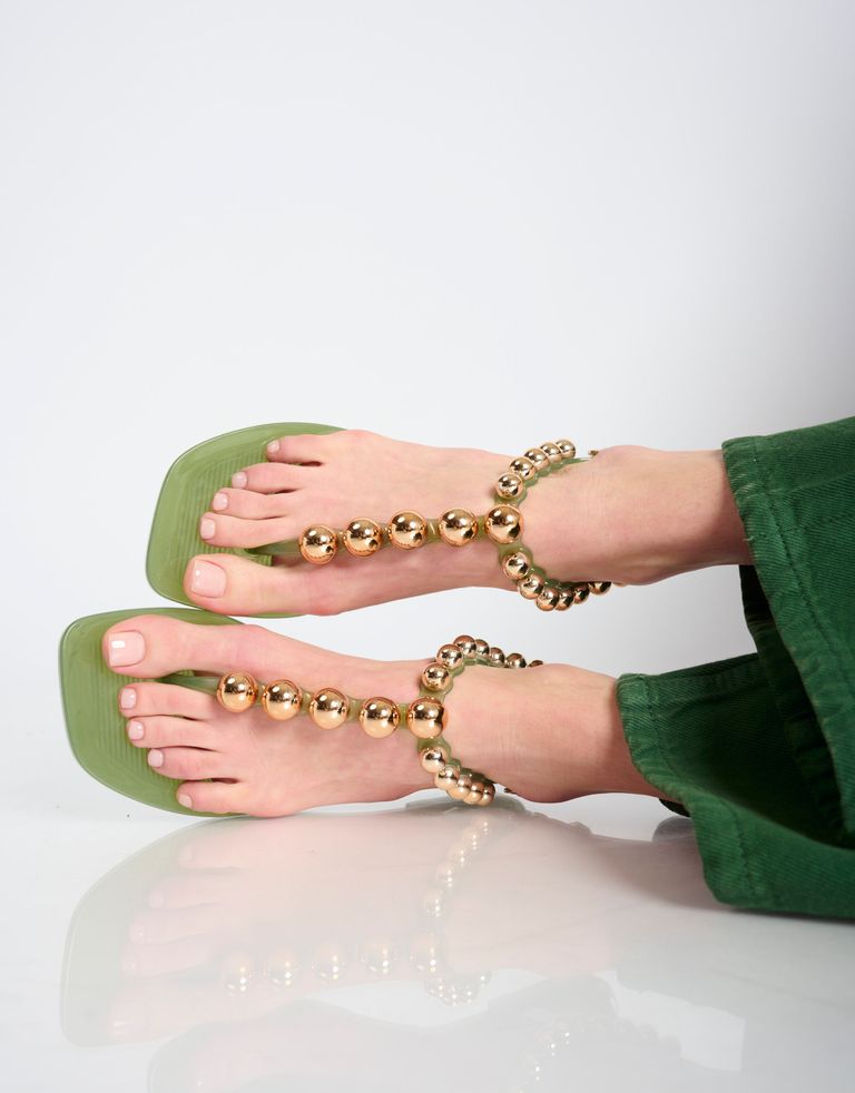 נעלי נשים - Jeffrey Campbell - סנדלי גומי PLATED - מנטה2