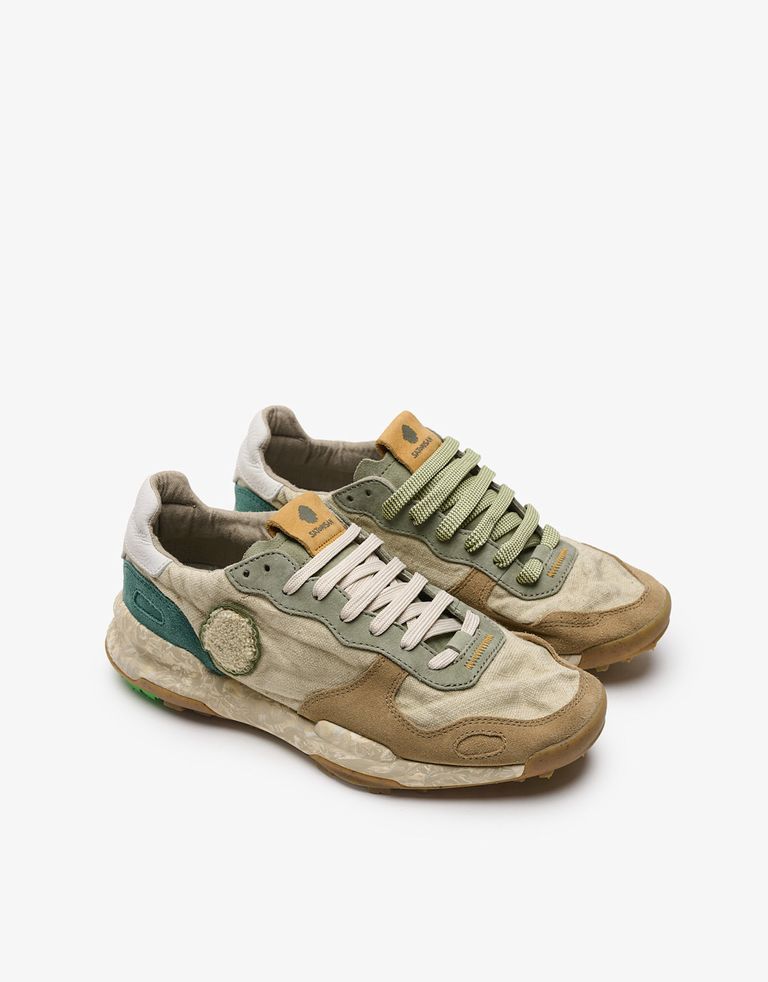 נעלי גברים - Satorisan - סניקרס בד CHACRONA - בז'   ירוק2