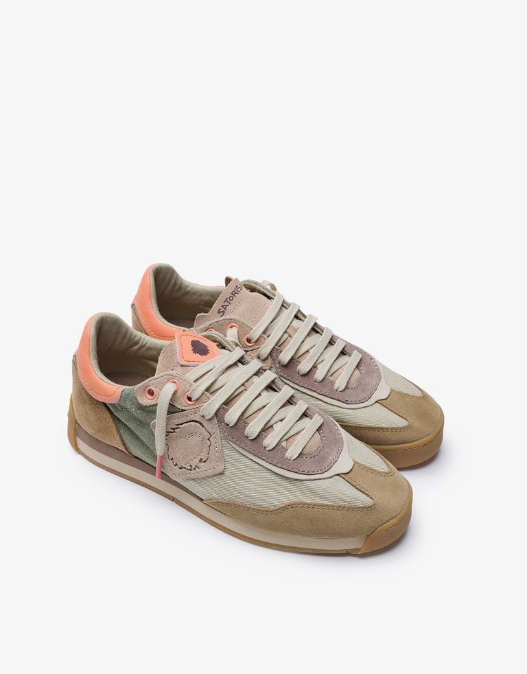 נעלי גברים - Satorisan - סניקרס בד ENSO - בז'   ירוק2