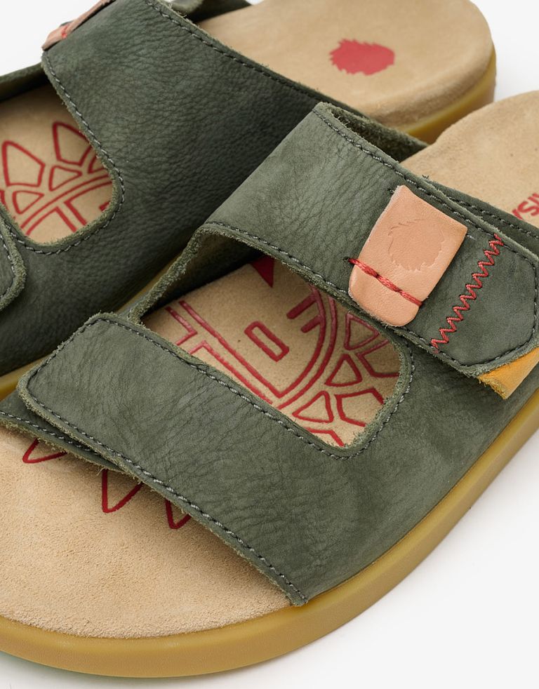 נעלי גברים - Satorisan - כפכפי עור HOOTSANI - חאקי3