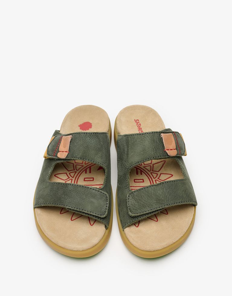 נעלי גברים - Satorisan - כפכפי עור HOOTSANI - חאקי4