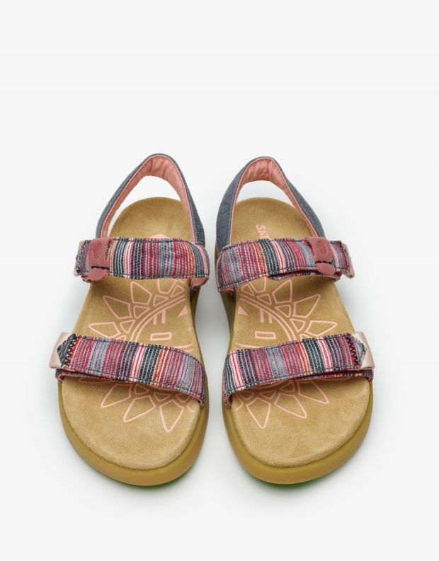 נעלי נשים - Satorisan - סנדלי KONA פסים - ירוק   ורוד