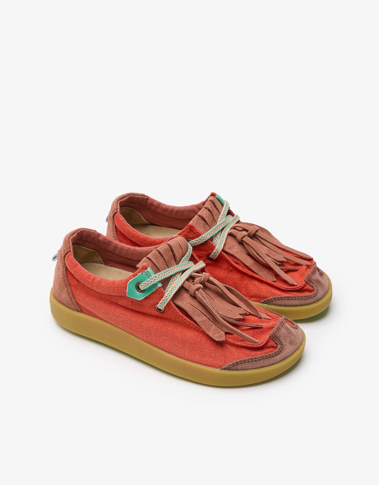 נעלי נשים - Satorisan - מוקסינים בד וזמש KWAHU - קורל2