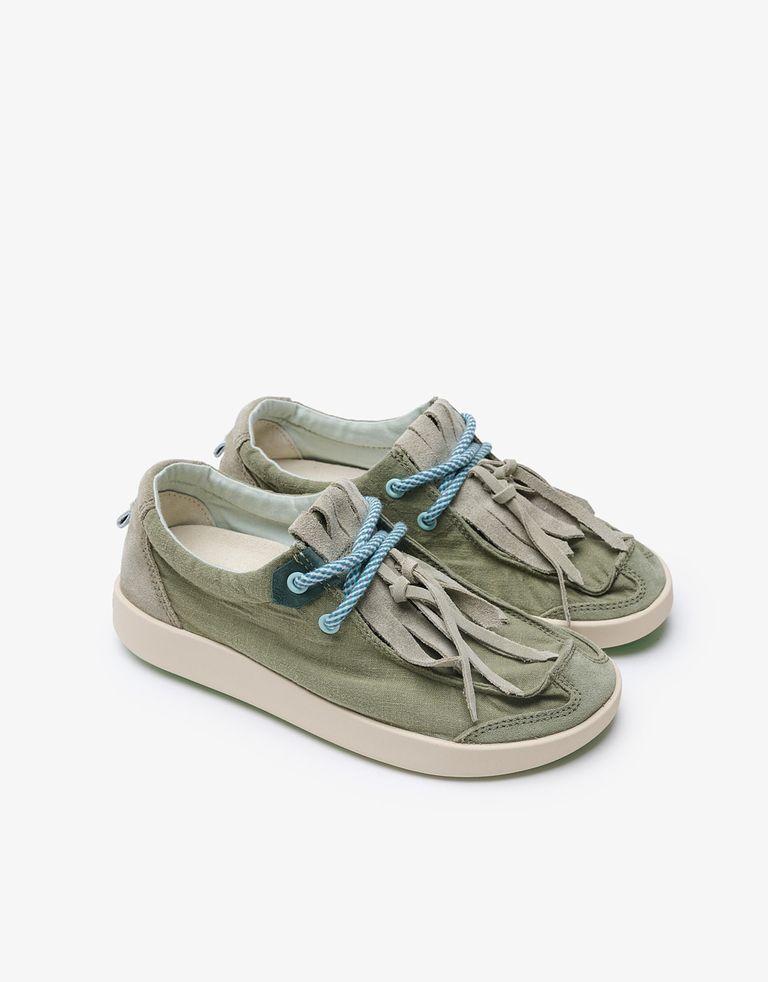 נעלי נשים - Satorisan - מוקסינים בד וזמש KWAHU - זית2