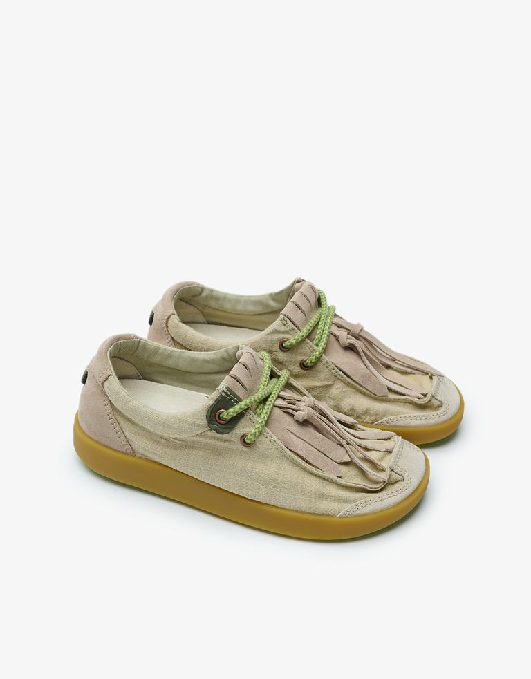 נעלי נשים - Satorisan - מוקסינים בד וזמש KWAHU - בז'   ירוק2