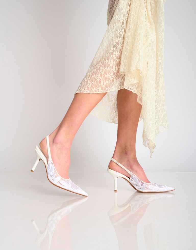 נעלי נשים - Jeffrey Campbell - נעלי סירה LOFFICELE תחרה - לבן1