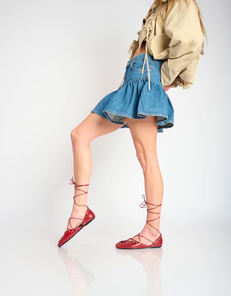 נעלי נשים - Jeffrey Campbell - נעלי עור שטוחות MARTINE - בורדו1