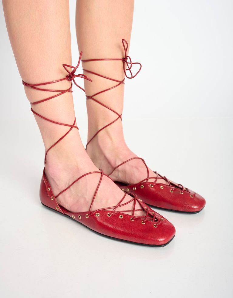 נעלי נשים - Jeffrey Campbell - נעלי עור שטוחות MARTINE - בורדו2