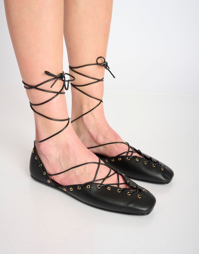 נעלי נשים - Jeffrey Campbell - נעלי עור שטוחות MARTINE - שחור2