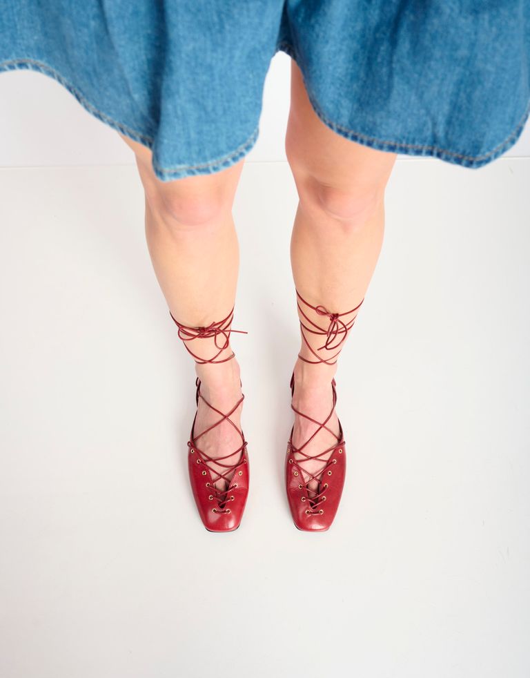 נעלי נשים - Jeffrey Campbell - נעלי עור שטוחות MARTINE - בורדו3