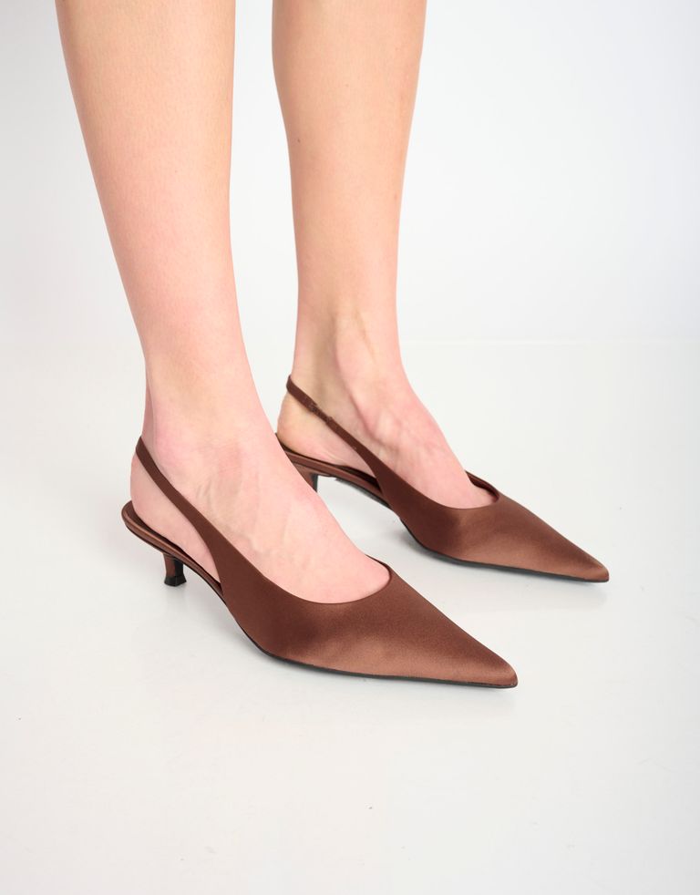 נעלי נשים - Jeffrey Campbell - נעלי סירה סאטן PERSONA - חום2