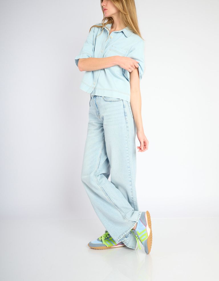 נעלי נשים - BACK 70 - סניקרס בד וזמש PARIS - תכלת3
