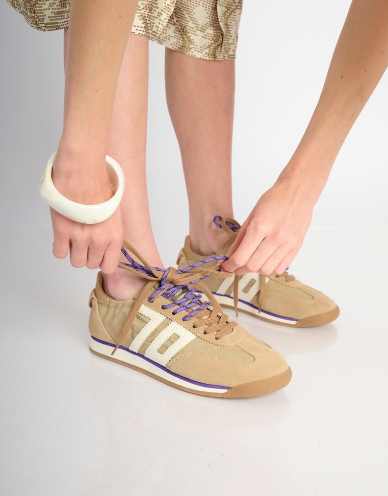 נעלי נשים - BACK 70 - סניקרס בד וזמש ROCKET - חום בהיר1