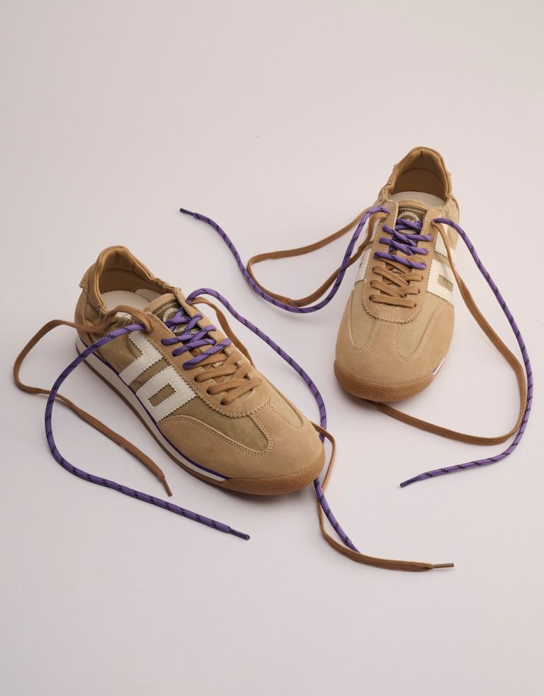 נעלי נשים - BACK 70 - סניקרס בד וזמש ROCKET - חום בהיר2