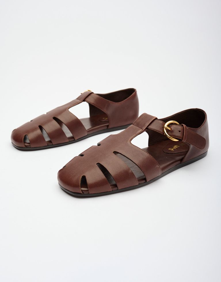 נעלי נשים - Jeffrey Campbell - סנדלים שטוחים THEORIZE - חום כהה1