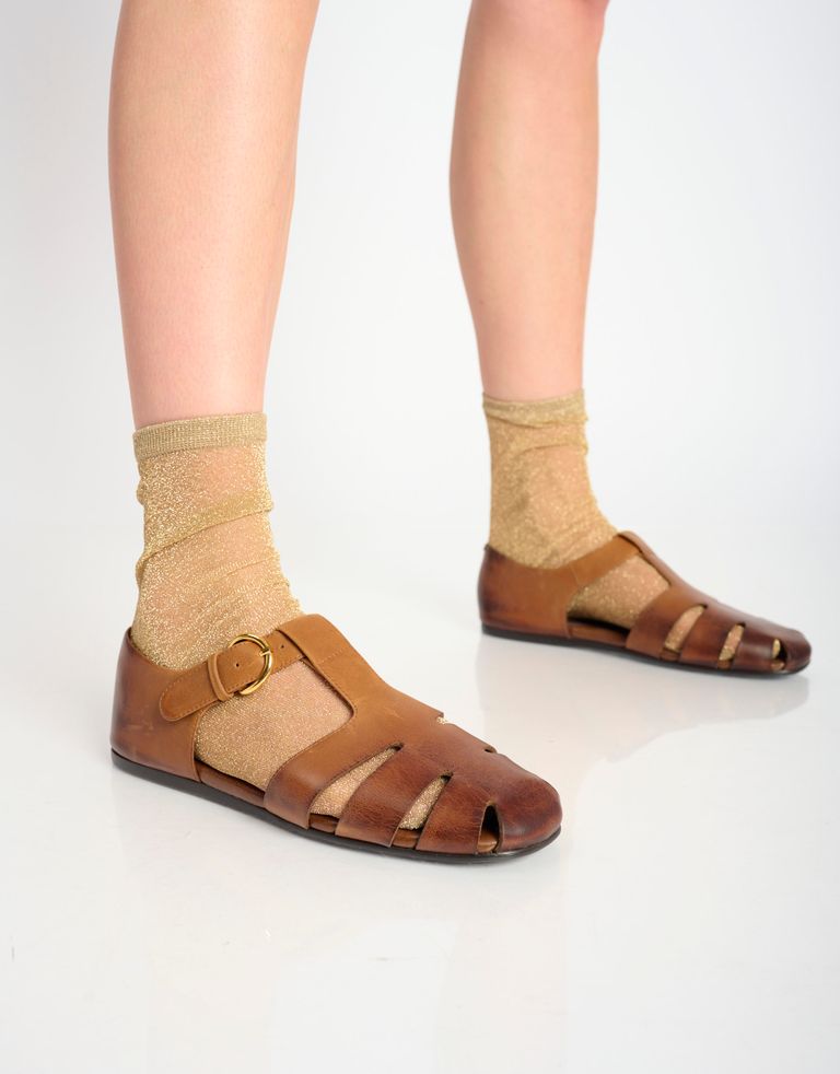 נעלי נשים - Jeffrey Campbell - סנדלים שטוחים THEORIZE - חום בהיר4