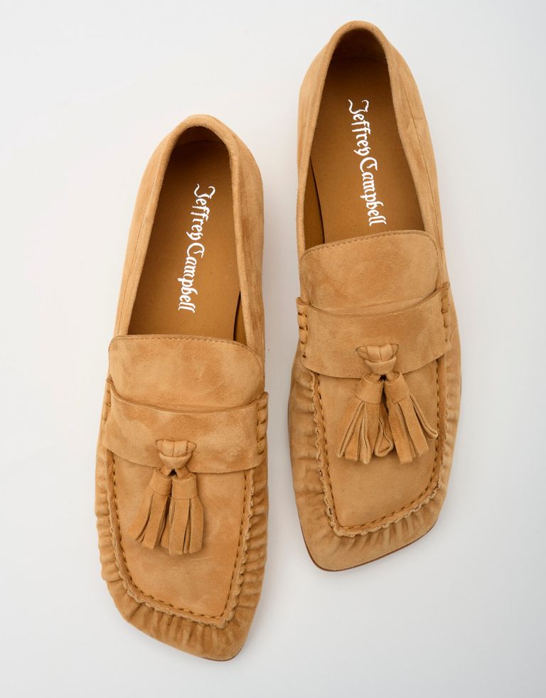 נעלי נשים - Jeffrey Campbell - מוקסינים מזמש WINDWARD - קאמל1