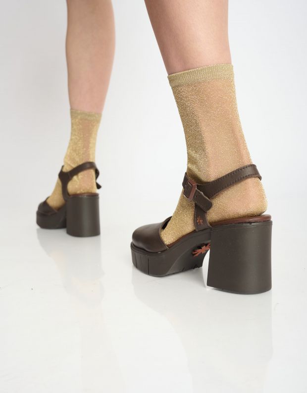 נעלי נשים - Art - סנדלי בובה EVISSA - חום כהה