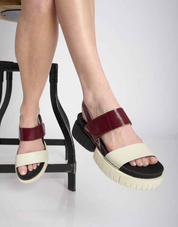 נעלי נשים - Art - סנדלים MADEIRA - בורדו   לבן