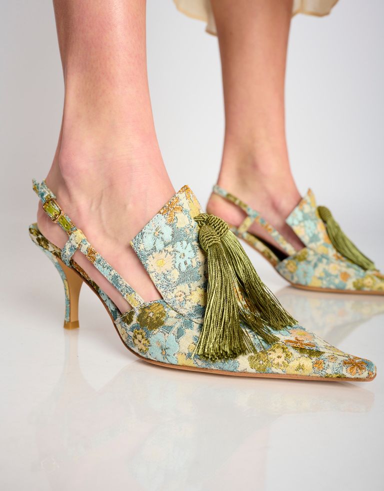 נעלי נשים - Jeffrey Campbell - סנדלי עקב APPLIQUE - כחול   ירוק2