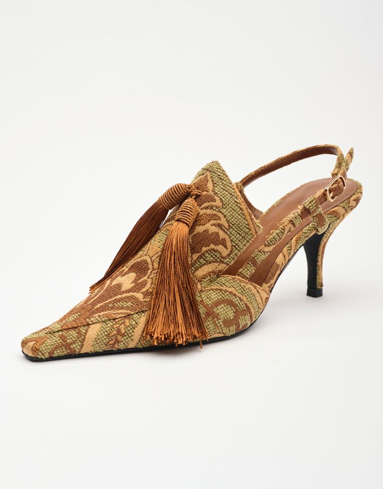 נעלי נשים - Jeffrey Campbell - סנדלי עקב APPLIQUE - חום   ירוק3