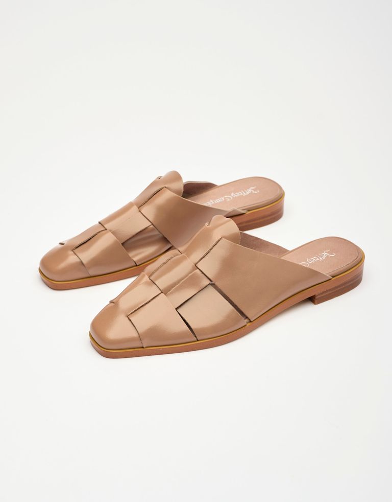נעלי נשים - Jeffrey Campbell - כפכפי מיולז מעור  EASTIN - אפור חום3