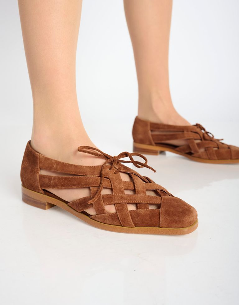 נעלי נשים - Jeffrey Campbell - נעלי זמש שטוחות UNIVERSIT - קוניאק3
