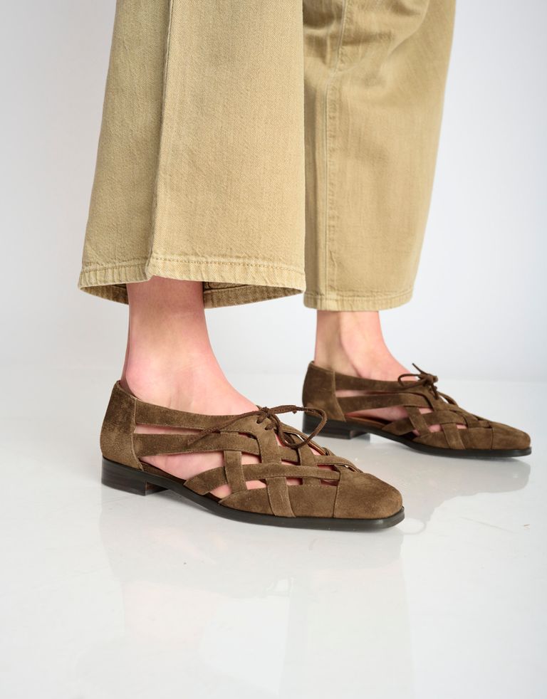 נעלי נשים - Jeffrey Campbell - נעלי זמש שטוחות UNIVERSIT - חום4