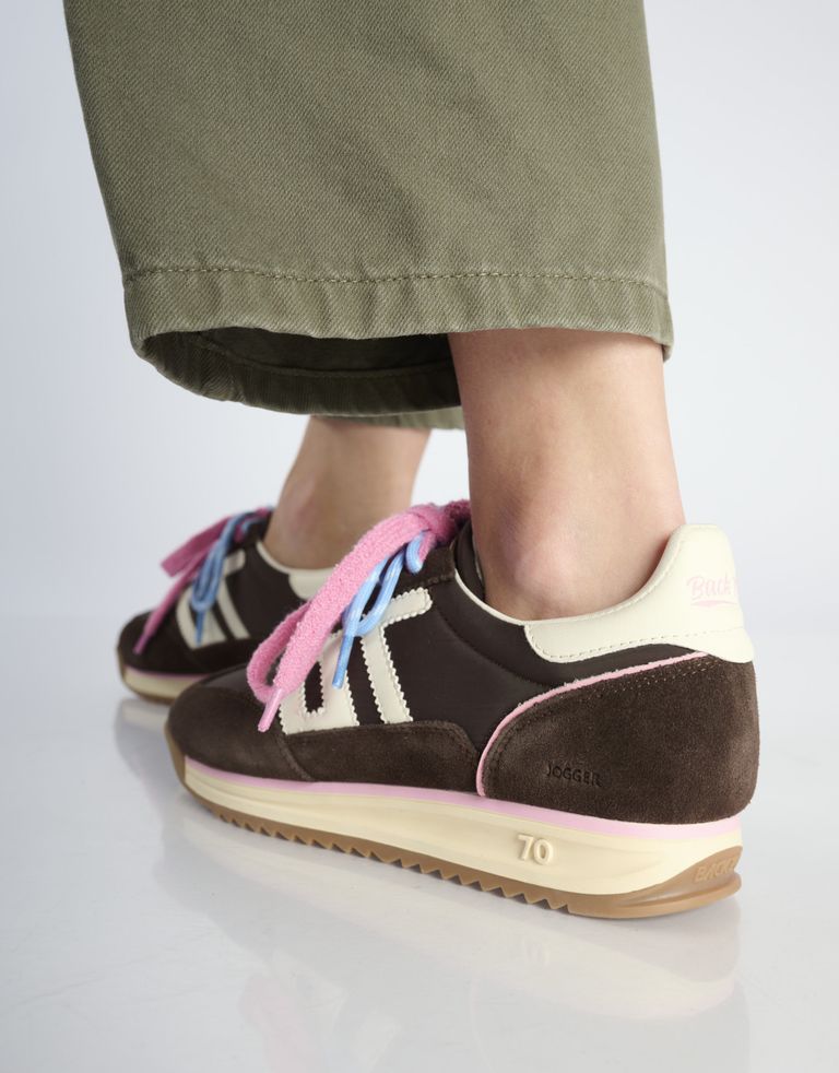 נעלי נשים - BACK 70 - סניקרס ניילון וזמש JOGGER - חום כהה4