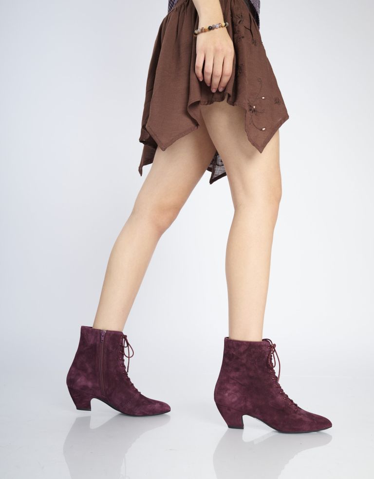נעלי נשים - Jeffrey Campbell - מגפוני זמש VALVETEEN - בורדו1